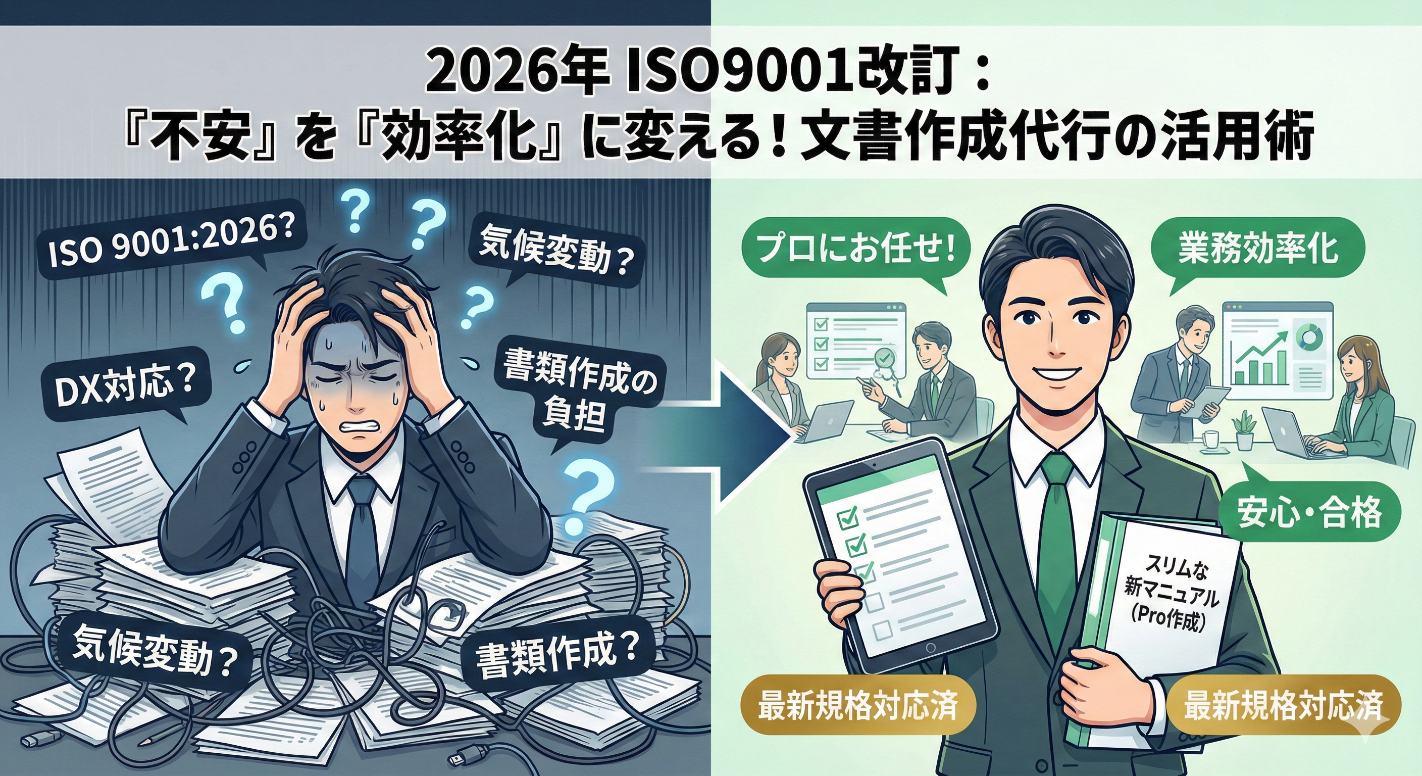 【ISO9001】2026年改訂で業務は増える？「規格変更の不安」を「業務効率化のチャンス」に変える方法